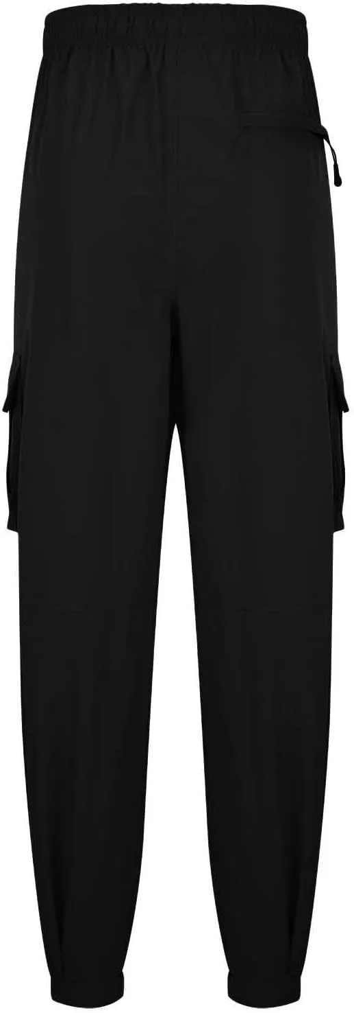 Men's Stretch Elastic Slacks Solid Color High Waist Cargo Pants with Multi Pockets Outdoor Athletic Sweatpants