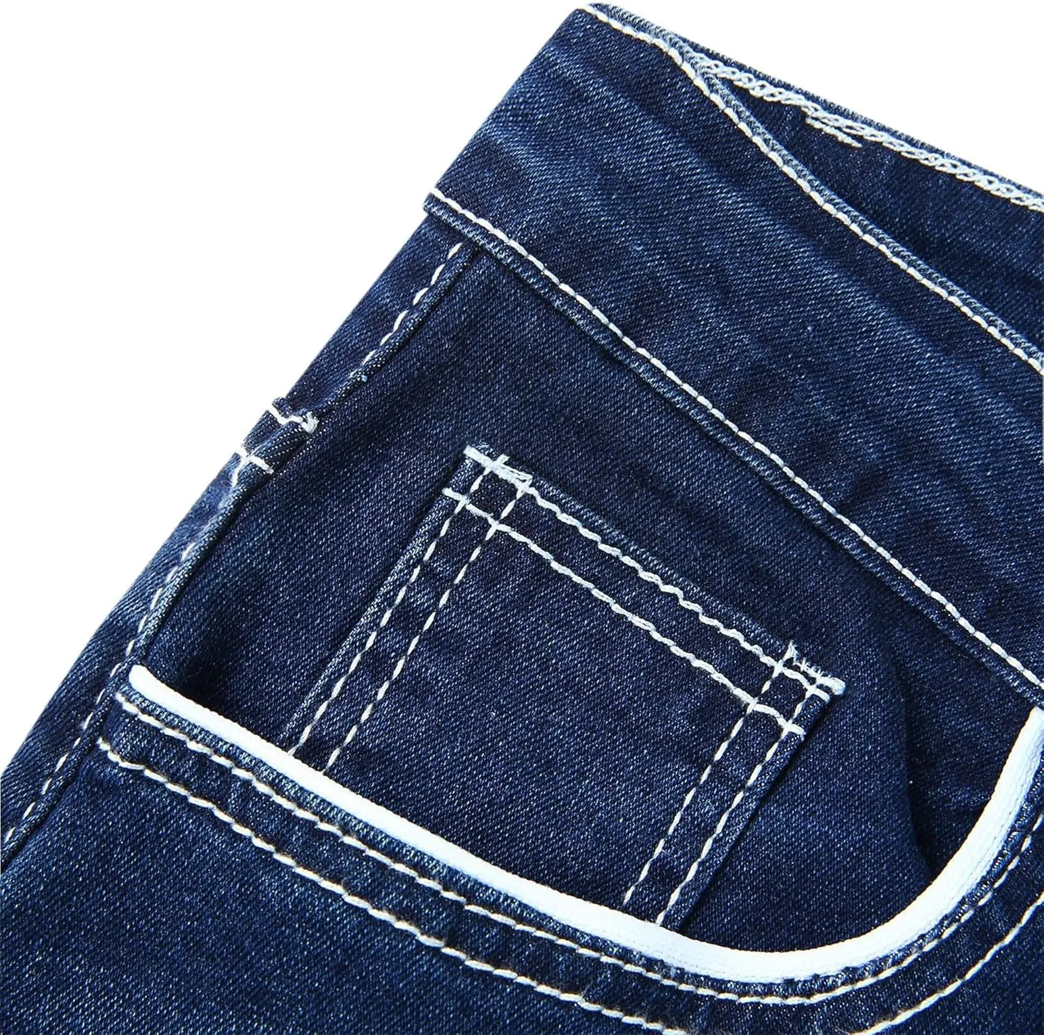 Men's Stretch Jeans Distressed Patchwork Denim Pants Comfortable Stylish Straight Leg
