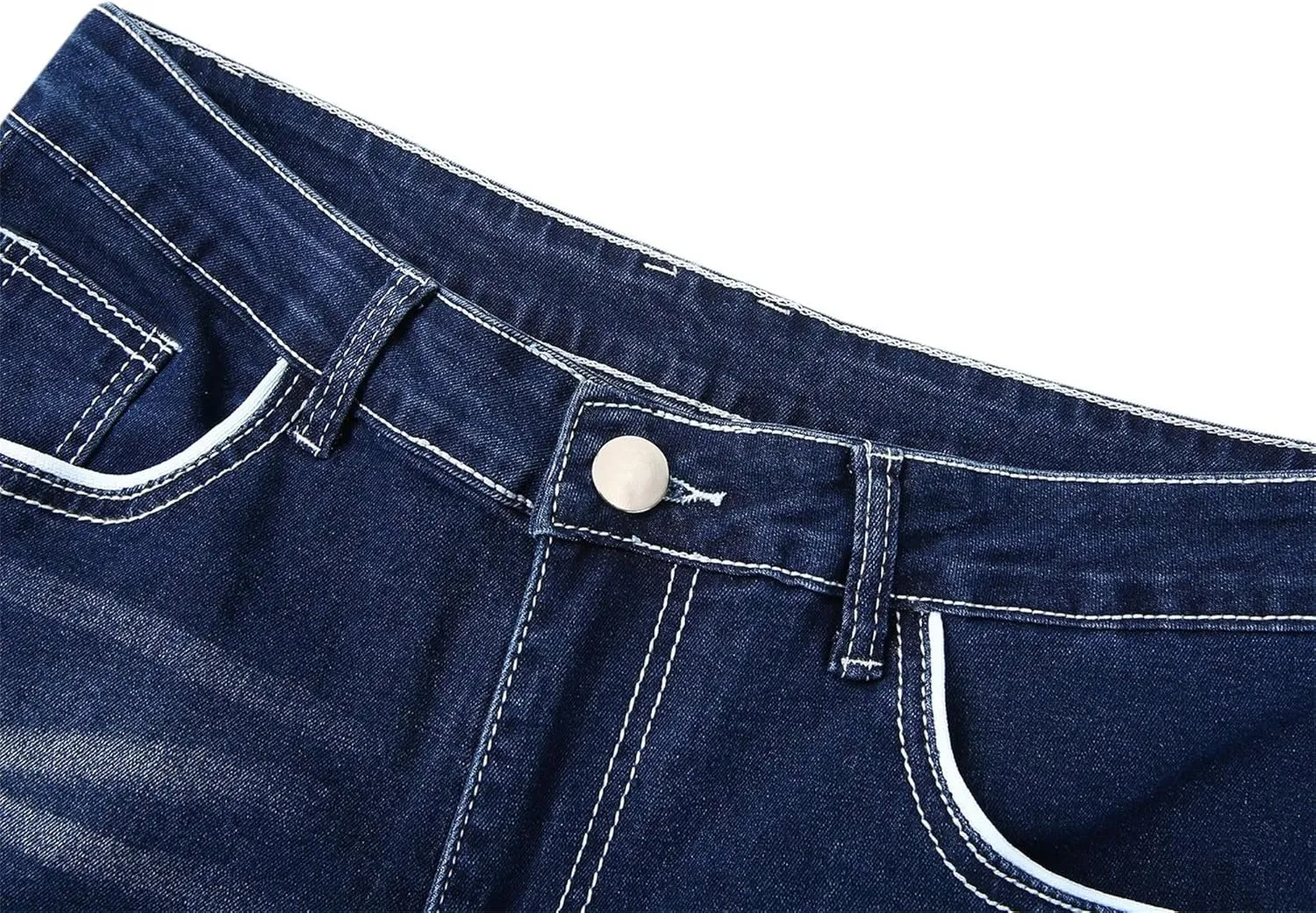 Men's Stretch Jeans Distressed Patchwork Denim Pants Comfortable Stylish Straight Leg