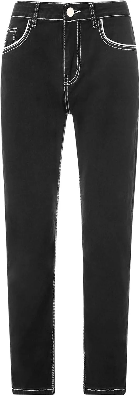 Men's Stretch Jeans Distressed Patchwork Denim Pants Comfortable Stylish Straight Leg