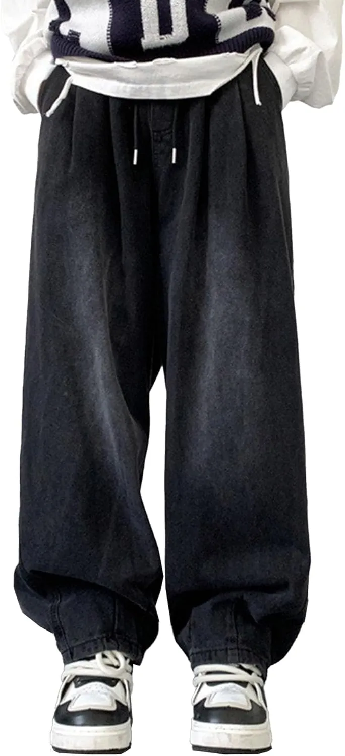 Men's Stretchy Ripped Jeans Distressed Patchwork Denim Pants Straight Leg Comfortable