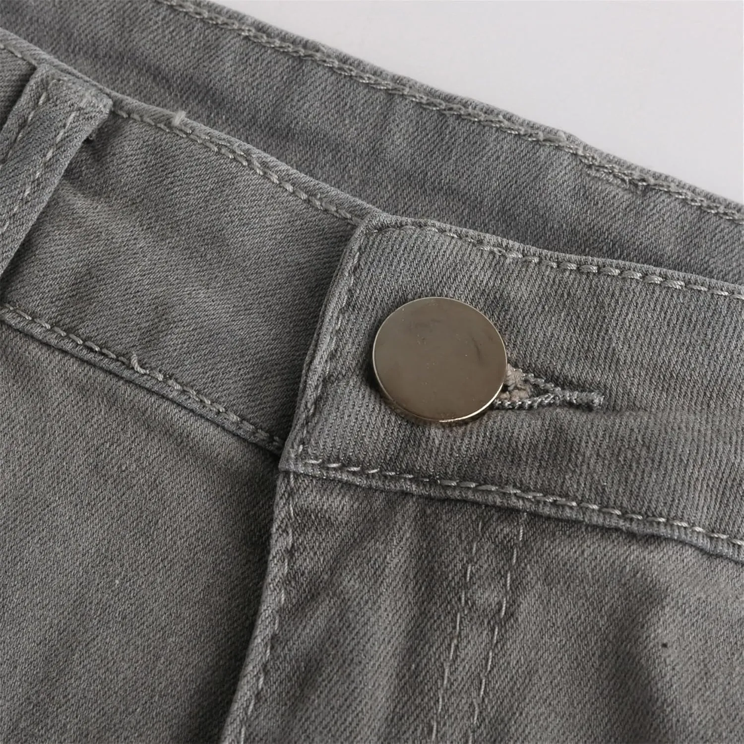 Men's Stretchy Ripped Jeans Distressed Patchwork Denim Pants Straight Leg Comfortable