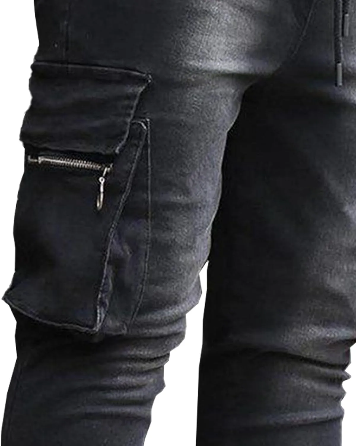 Men's Stretchy Ripped Jeans Distressed Patchwork Denim Pants Straight Leg Comfortable