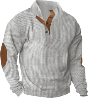 Mens Sweatshirt Button Collar Pullover Hoodies Casual Long Sleeve Crewneck Sweatshirts Lightweight Big and Tall Hoodie