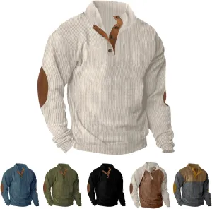 Mens Sweatshirt Button Collar Pullover Hoodies Casual Long Sleeve Crewneck Sweatshirts Lightweight Big and Tall Hoodie