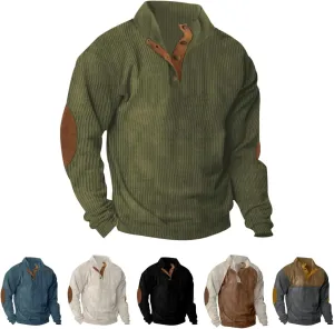 Mens Sweatshirt Button Collar Pullover Hoodies Casual Long Sleeve Crewneck Sweatshirts Lightweight Big and Tall Hoodie