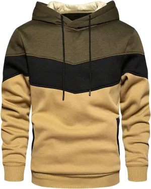 Mens Sweatshirts Trendy Color Block Hoodies Teen Boys Running Workout Pullover 2024 Fall Casual Clothing Fleece Lined