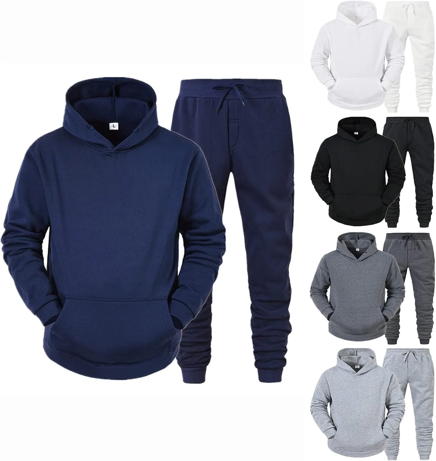 Mens Sweatsuits 2 Piece Set Cotton Tracksuit Hoodies and Sweapants Set with Pockets Fleece Jogging Suits Plus Size Sweat Suit