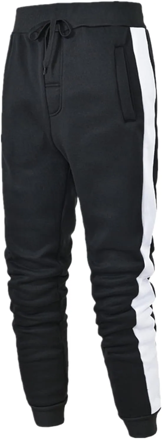Mens Tracksuit 2 Piece Hoodie Splicing Zipper Sweater Pants Sports Suit Color Block Hoodies and Sweatpants Set