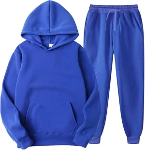 Mens Tracksuit 2 Piece Hoodie Splicing Zipper Sweater Pants Sports Suit Color Block Hoodies and Sweatpants Set