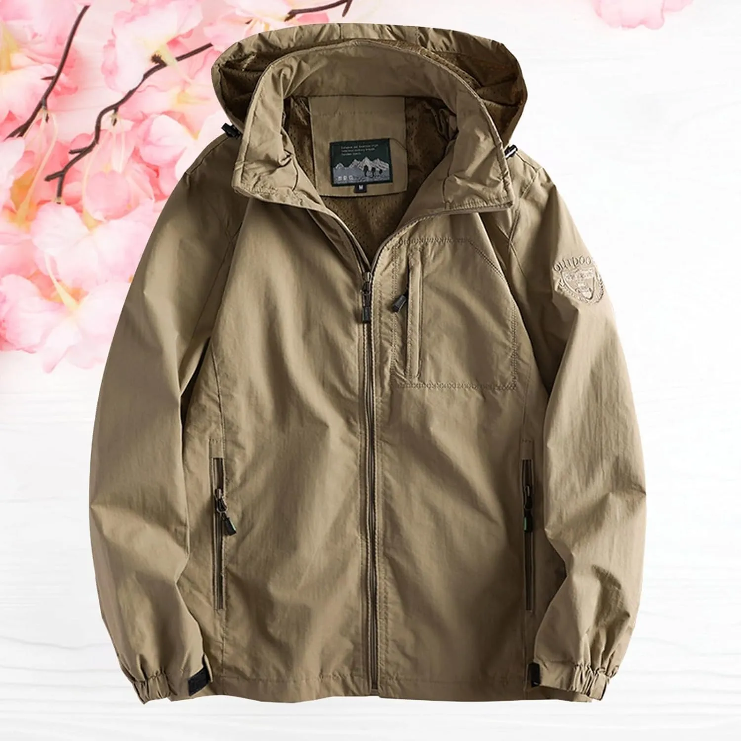 Mens Winter Jacket Zip Front Lightweight Hooded Jackets Windbreaker Military Tactical Jacket Pockets Cotton Work Coat