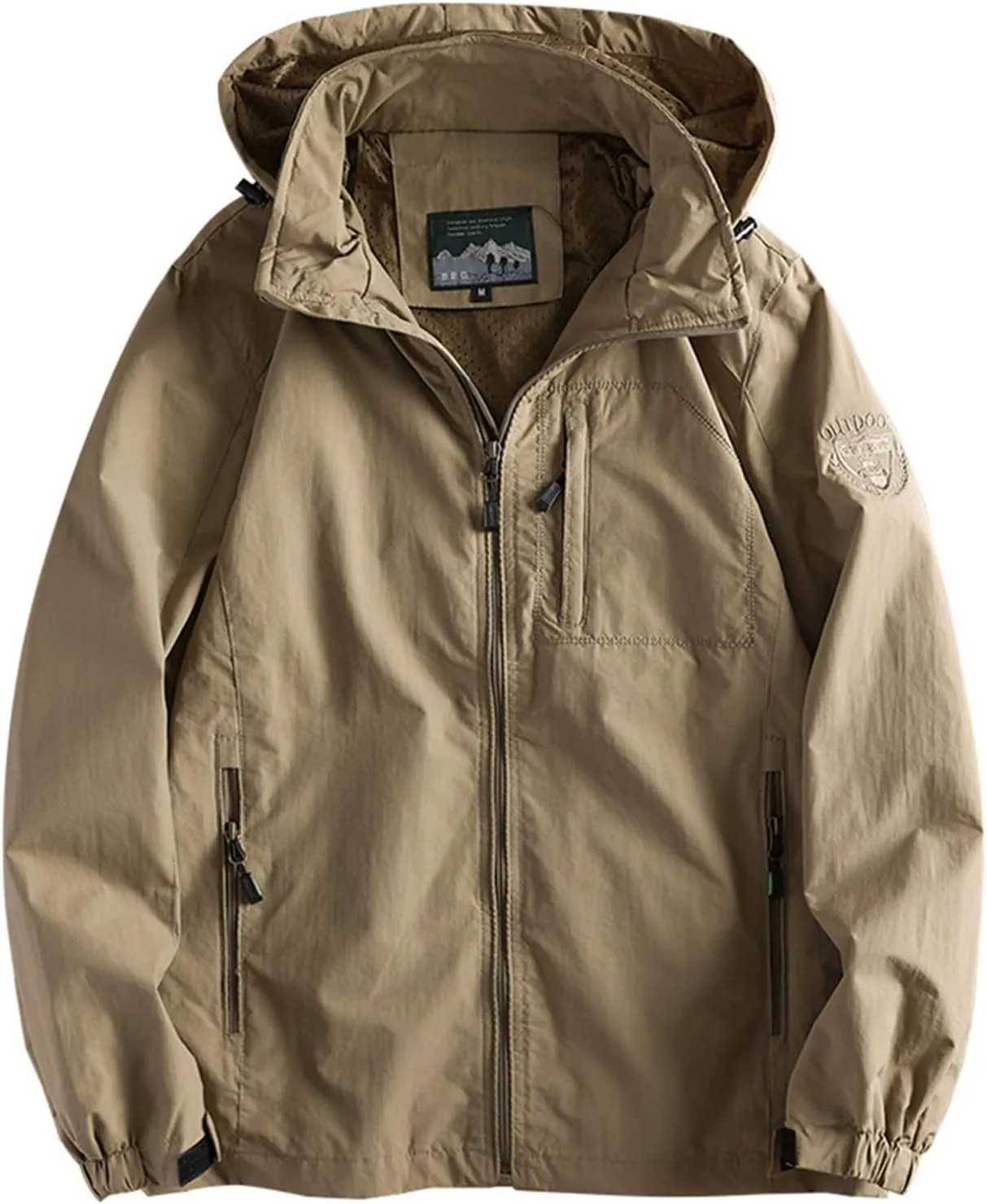 Mens Winter Jacket Zip Front Lightweight Hooded Jackets Windbreaker Military Tactical Jacket Pockets Cotton Work Coat