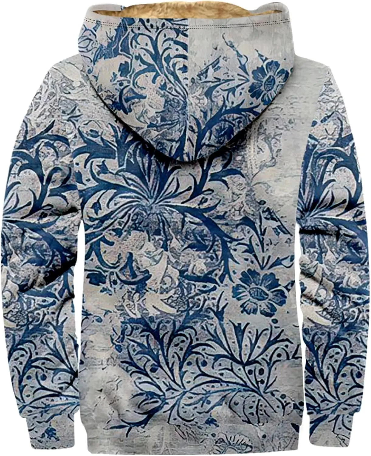 Mens Zipper Hoodie Tie Dye Print Heavyweight Sweatshirt Fleece Sherpa Lined Warm Jacket Big Tall Zip Up Jackets