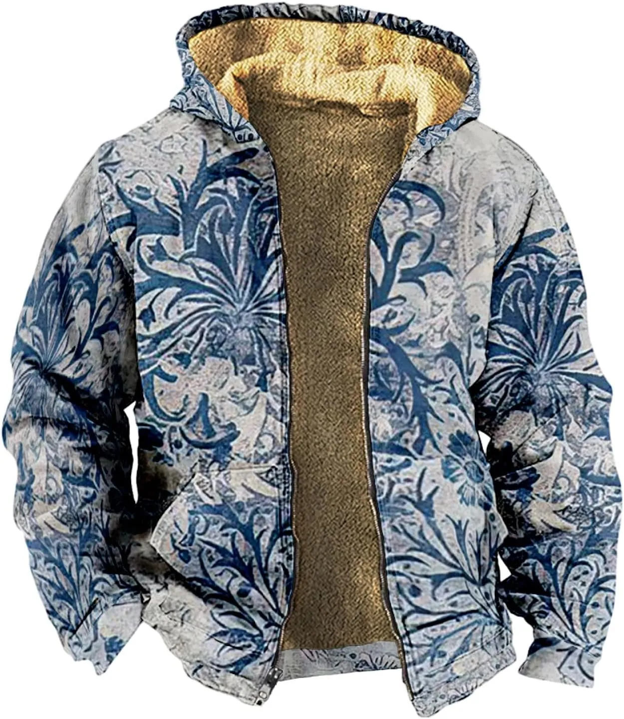 Mens Zipper Hoodie Tie Dye Print Heavyweight Sweatshirt Fleece Sherpa Lined Warm Jacket Big Tall Zip Up Jackets
