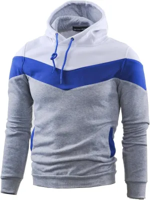 MOONCOLOUR Men's Fashion Novelty Color Block Hoodies Long Sleeve Fleece Hooded Pullover Sweatshirts with Pockets