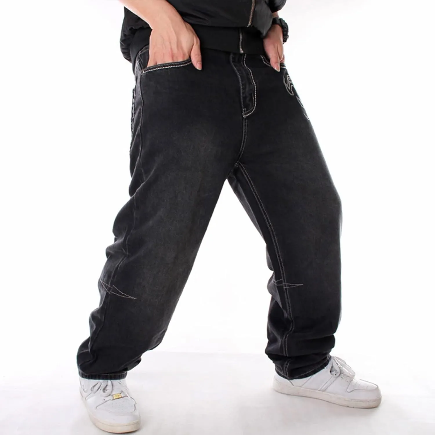NECHARI Y2k Embroidered Graphic Baggy Jeans Harajuku Punk Gothic Cargo Pants Hip Hop Casual Wide Leg Joggers