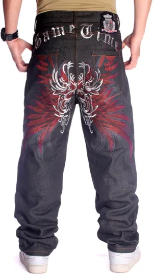 NECHARI Y2k Embroidered Graphic Baggy Jeans Harajuku Punk Gothic Cargo Pants Hip Hop Casual Wide Leg Joggers