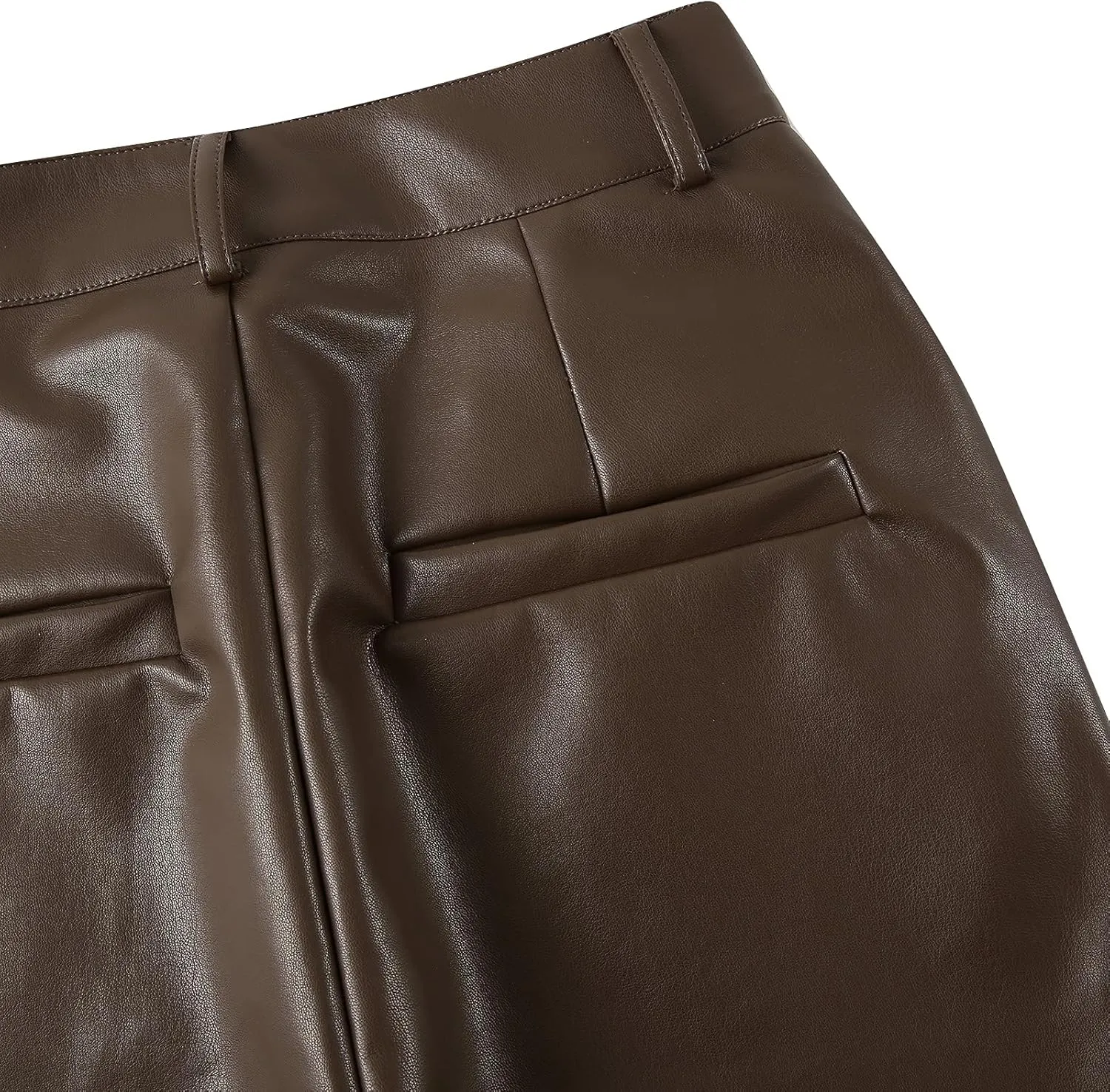 NUFIWI Women's Faux Leather Pants High Waist Straight Wide Leg PU Legging Casual Solid Color Trousers with Pockets