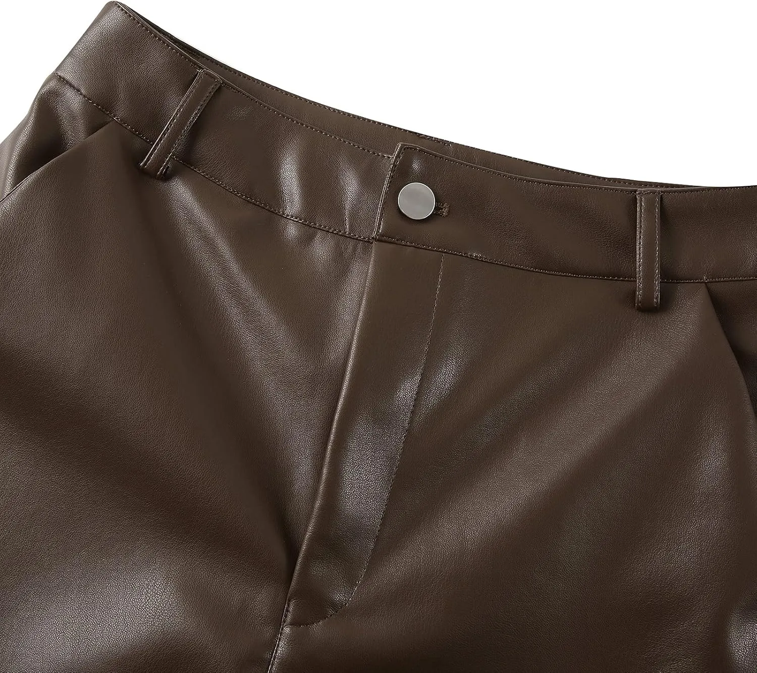 NUFIWI Women's Faux Leather Pants High Waist Straight Wide Leg PU Legging Casual Solid Color Trousers with Pockets