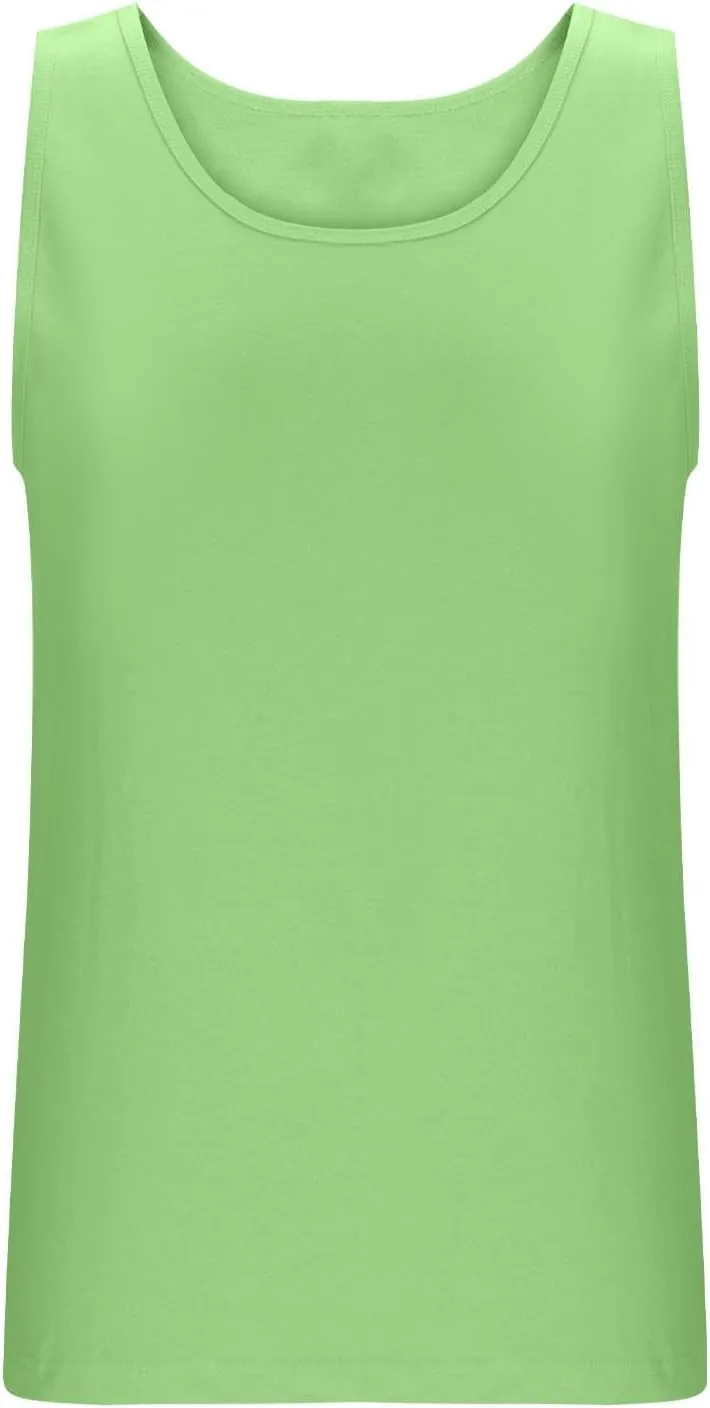 Oplxuo Womens Sleeveless Round Neck Tank Tops Fashion Summer Casual Basic Slim Fit Tees Shirt Cotton Clothes