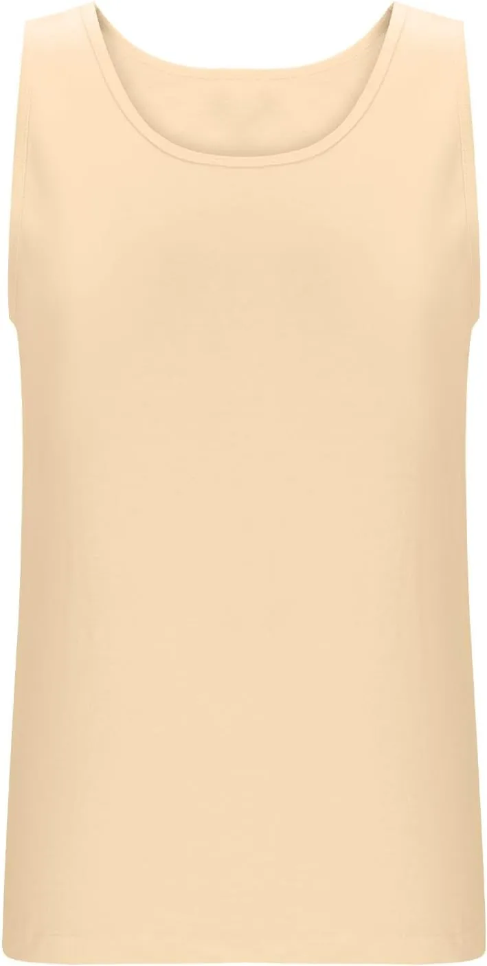 Oplxuo Womens Sleeveless Round Neck Tank Tops Fashion Summer Casual Basic Slim Fit Tees Shirt Cotton Clothes