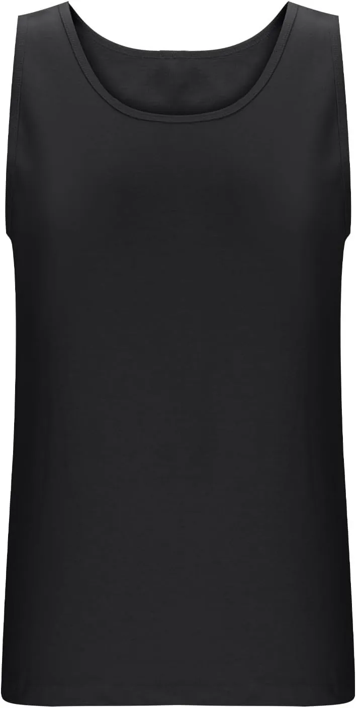 Oplxuo Womens Sleeveless Round Neck Tank Tops Fashion Summer Casual Basic Slim Fit Tees Shirt Cotton Clothes