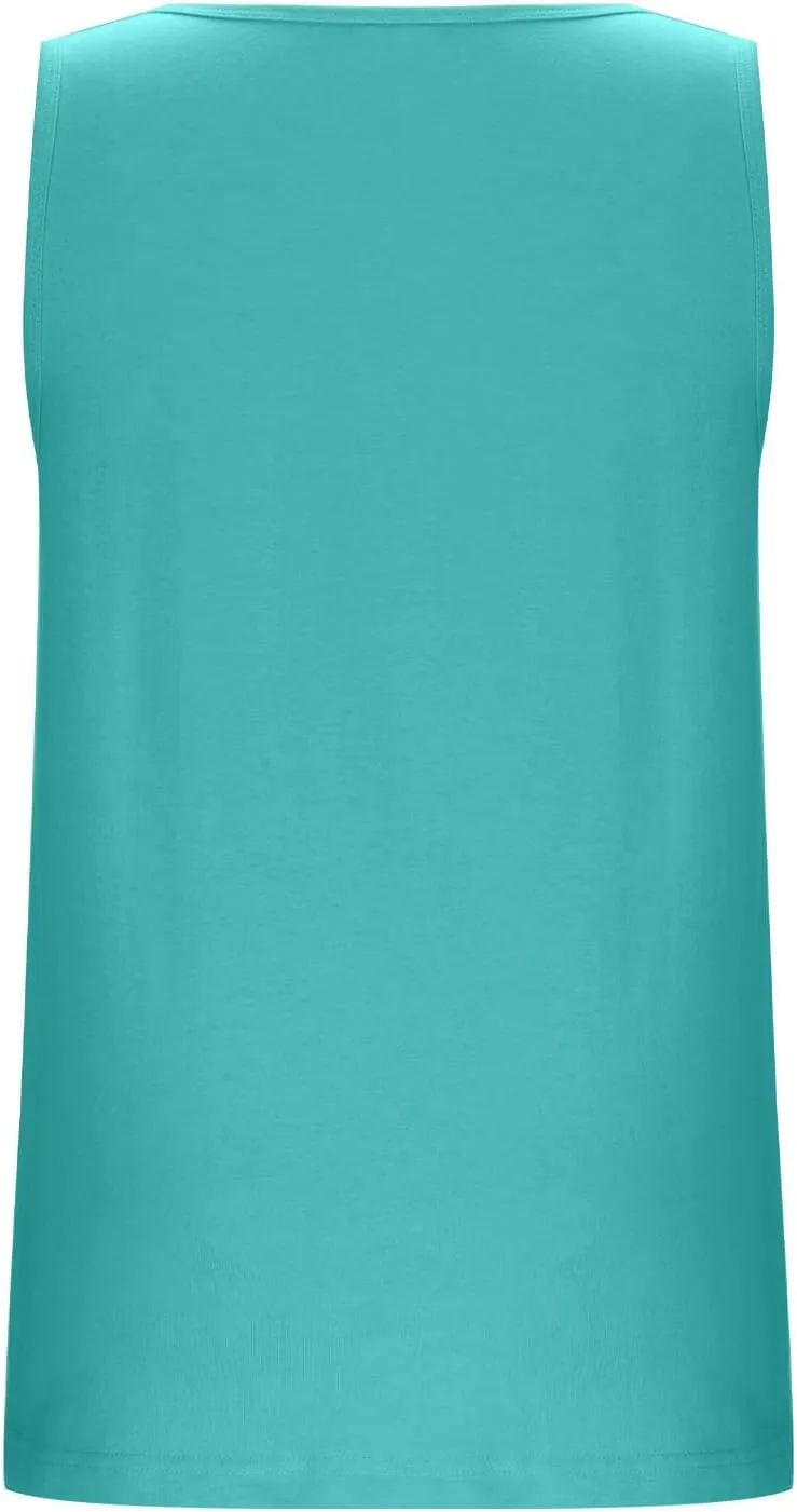 Oplxuo Womens Sleeveless Round Neck Tank Tops Fashion Summer Casual Basic Slim Fit Tees Shirt Cotton Clothes