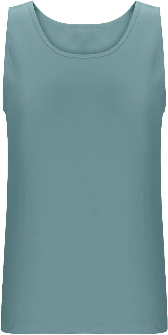 Oplxuo Womens Sleeveless Round Neck Tank Tops Fashion Summer Casual Basic Slim Fit Tees Shirt Cotton Clothes