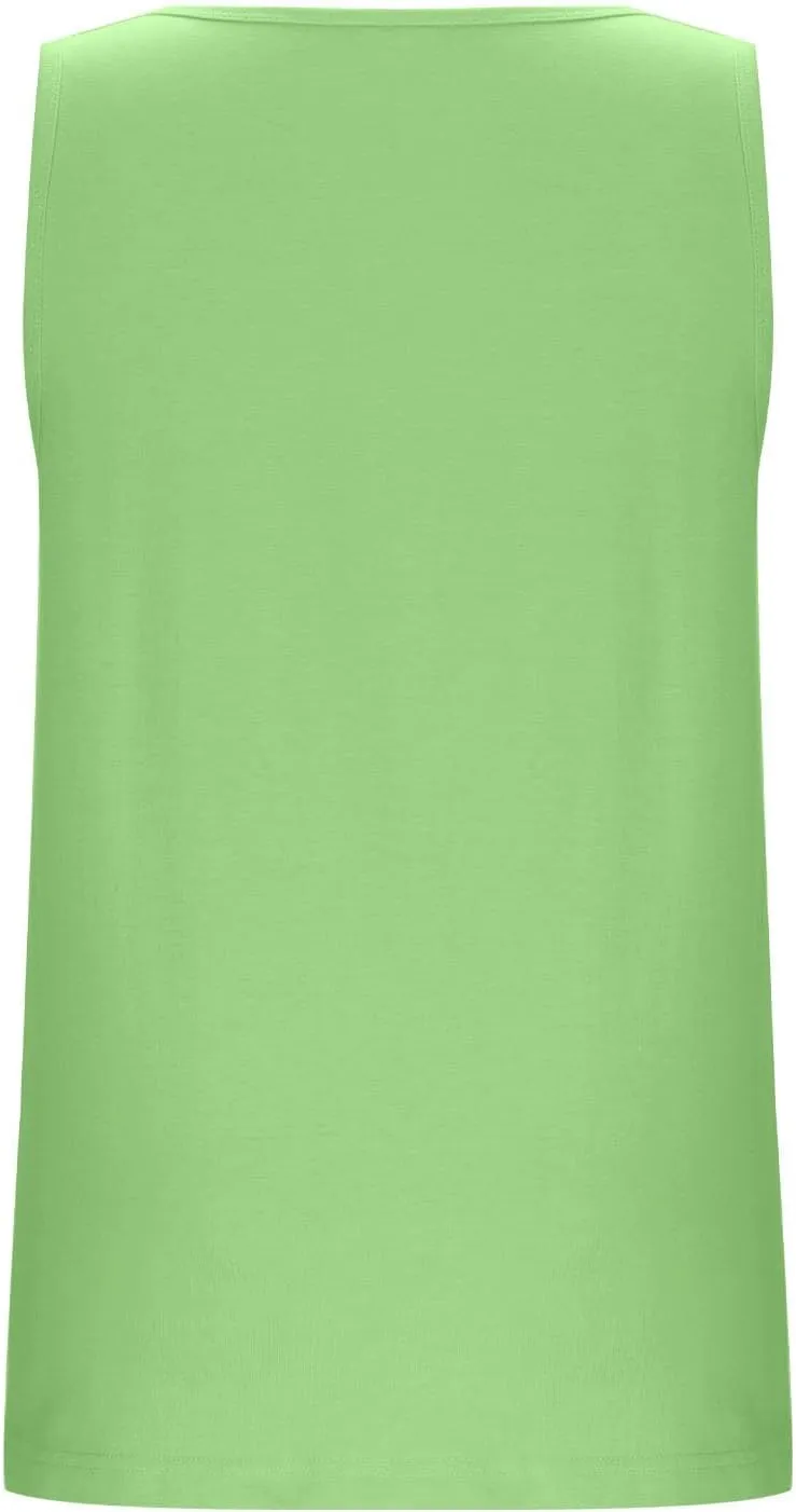 Oplxuo Womens Sleeveless Round Neck Tank Tops Fashion Summer Casual Basic Slim Fit Tees Shirt Cotton Clothes