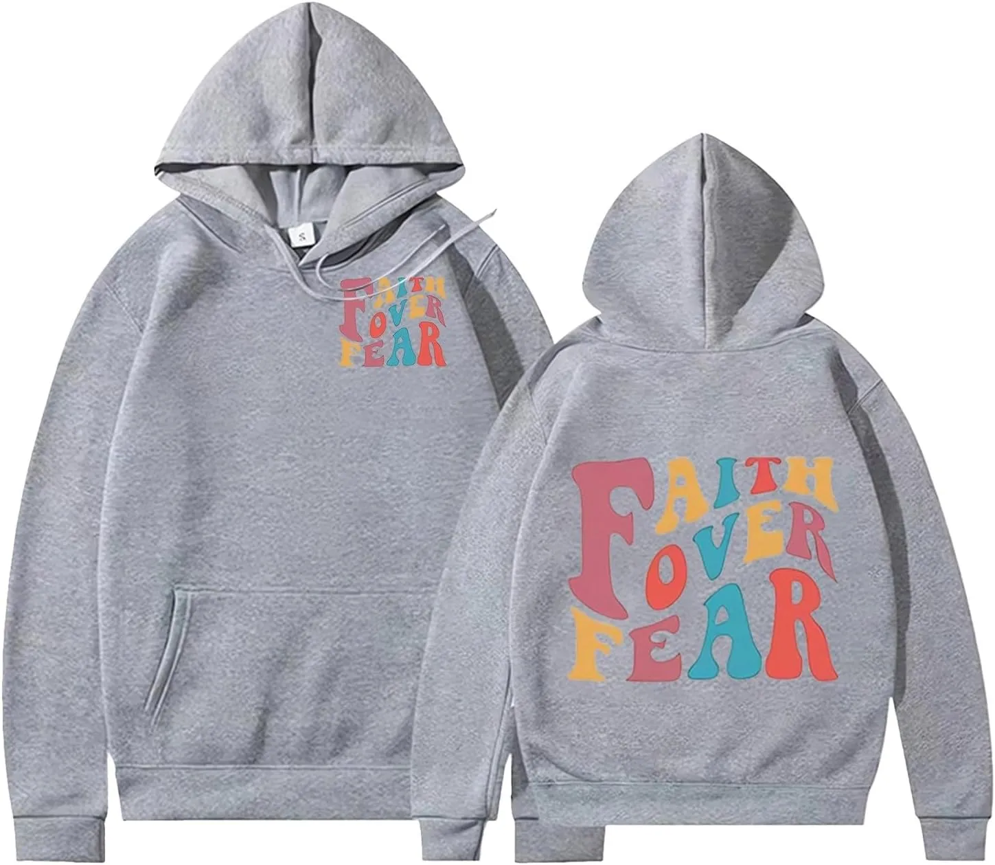 Oversized Hoodie for Women Faith Over Fear Hooded Hoodies Causal Sweatshirts Christian Faith Shirts Religious Sweatshirt
