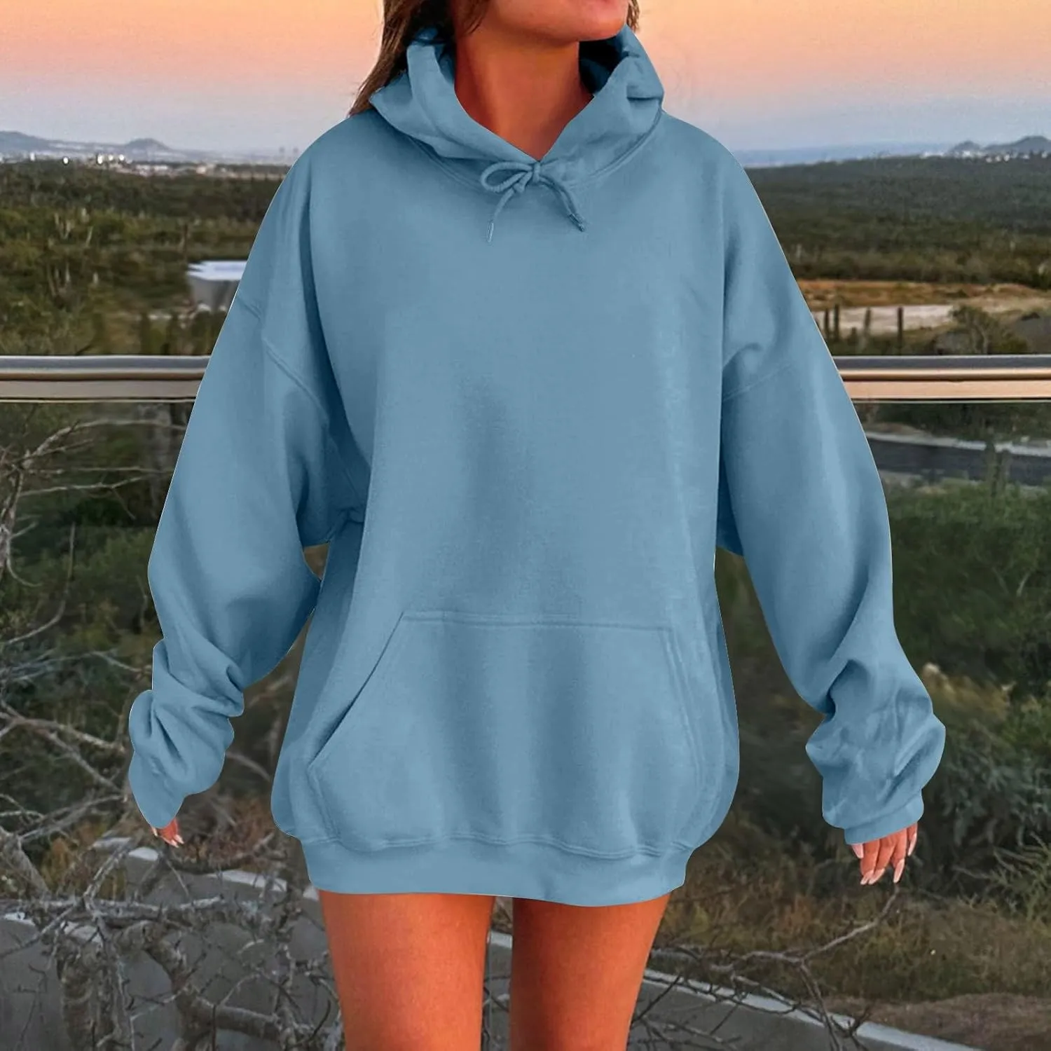 Oversized Hoodies for Women Casual Fleece Sweatshirts Trendy Drawstring Pullover Sweaters Cute Hoodie with Pocket