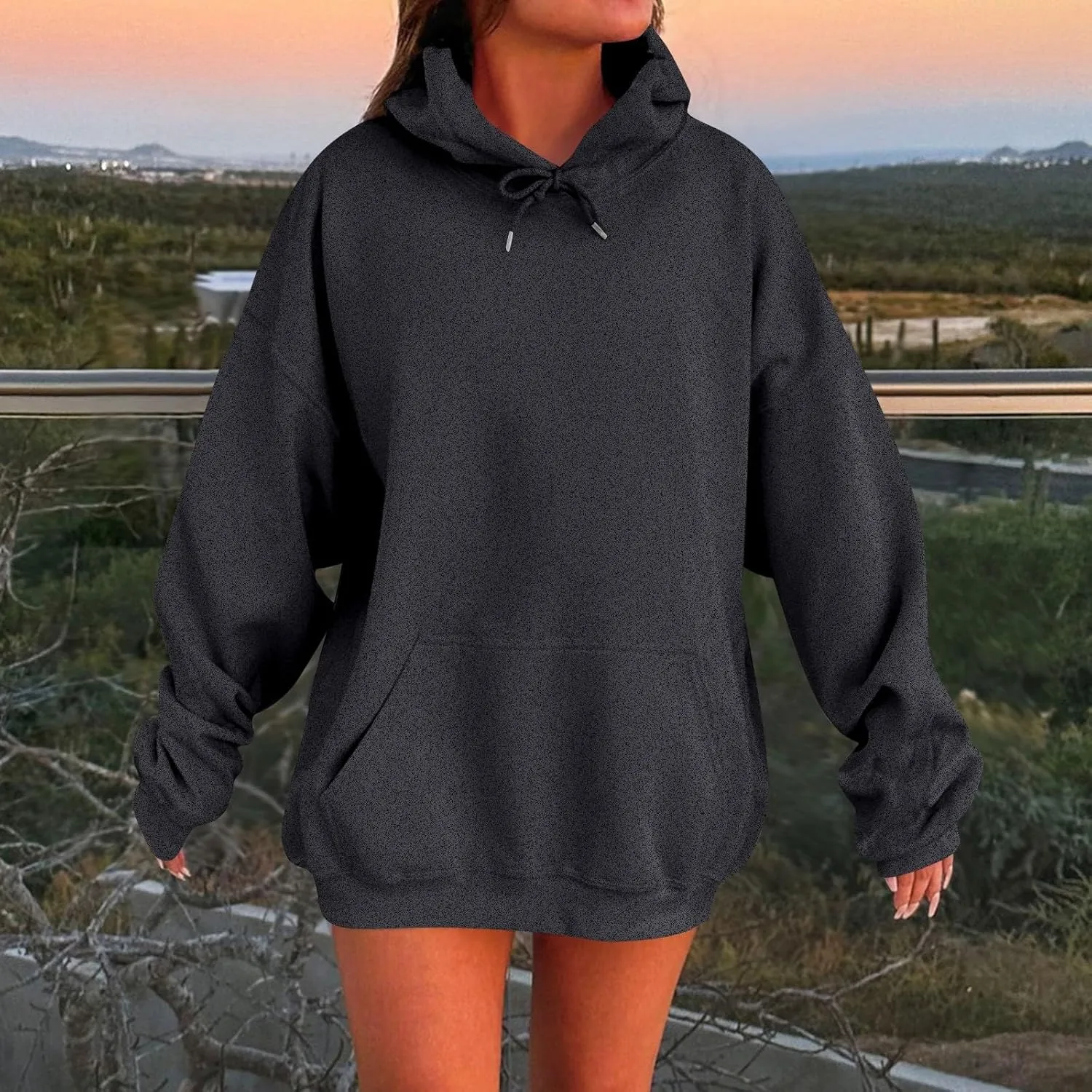 Oversized Hoodies for Women Casual Fleece Sweatshirts Trendy Drawstring Pullover Sweaters Cute Hoodie with Pocket