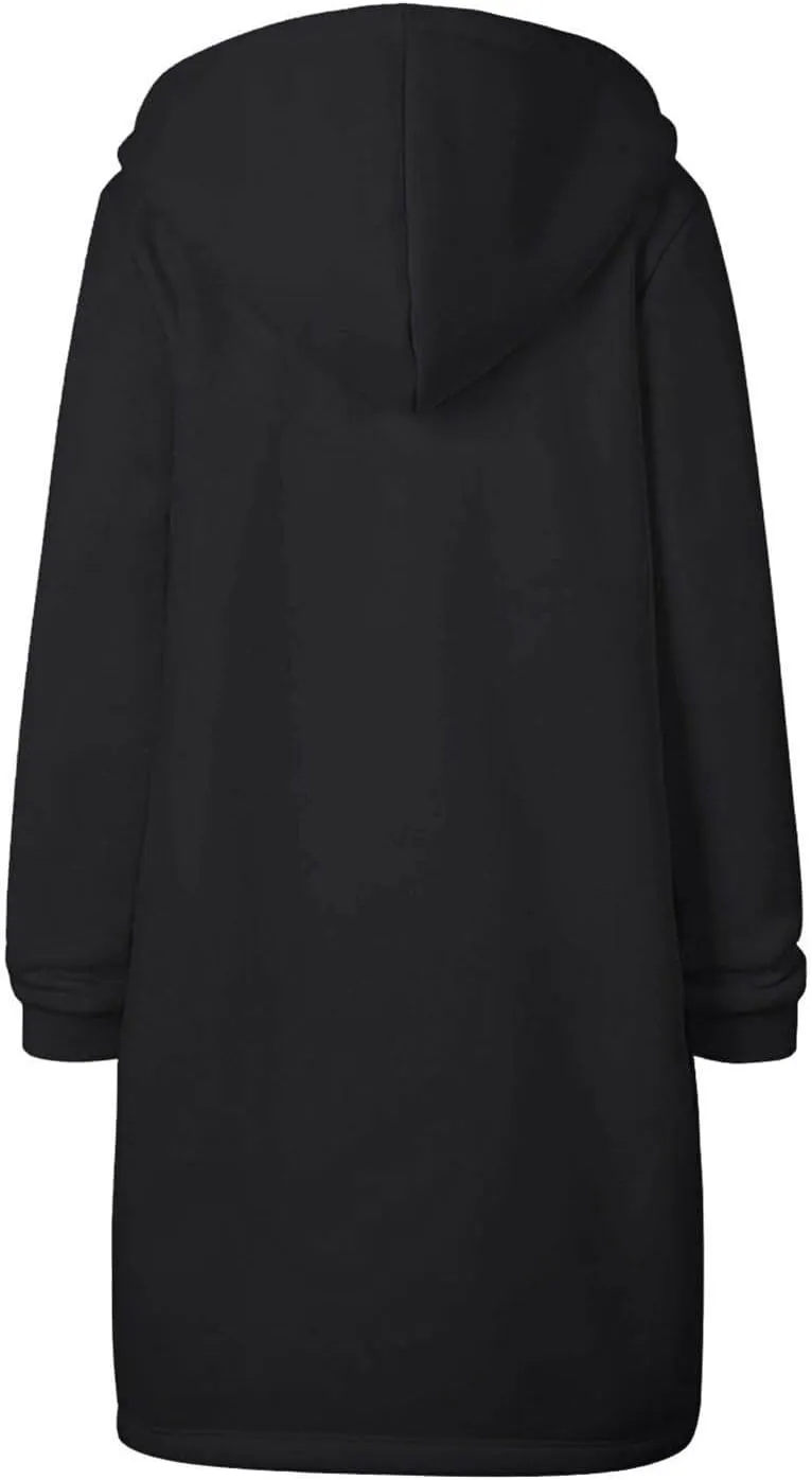 Oversized Hoodies for Women Zip Up Knee Length Tunic Sweatshirts Casual Long Sleeve Spring Hooded Jackets with Pocket