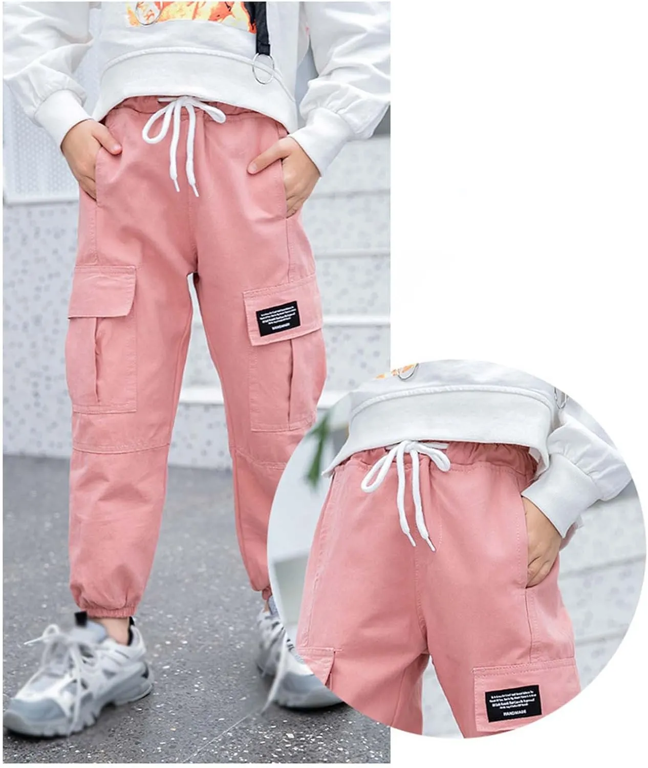 Pants for Girls Boys Elastic Mid-Rise Full Length Workout Running Pants Knitted Joggers Infant Harem Trousers