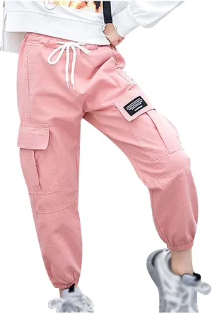 Pants for Girls Boys Elastic Mid-Rise Full Length Workout Running Pants Knitted Joggers Infant Harem Trousers