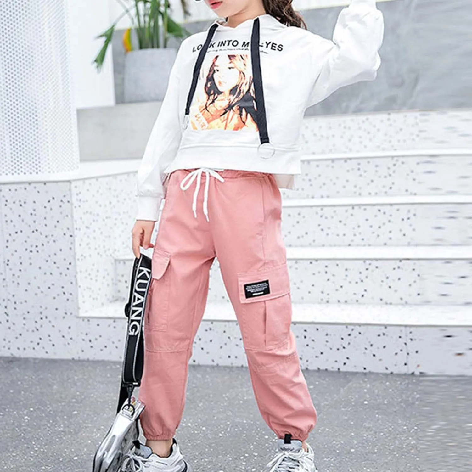 Pants for Girls Boys Elastic Mid-Rise Full Length Workout Running Pants Knitted Joggers Infant Harem Trousers