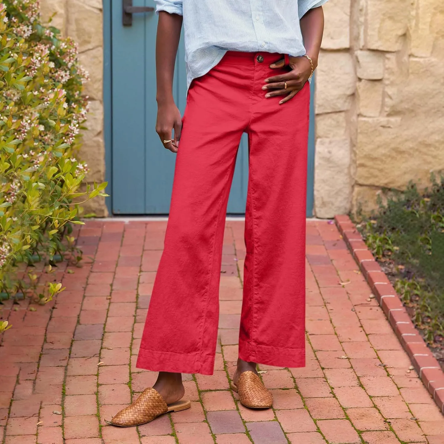 Pants for Women, Straight Leg Casual Pants Peasant Linen Comfortable Fit Trendy