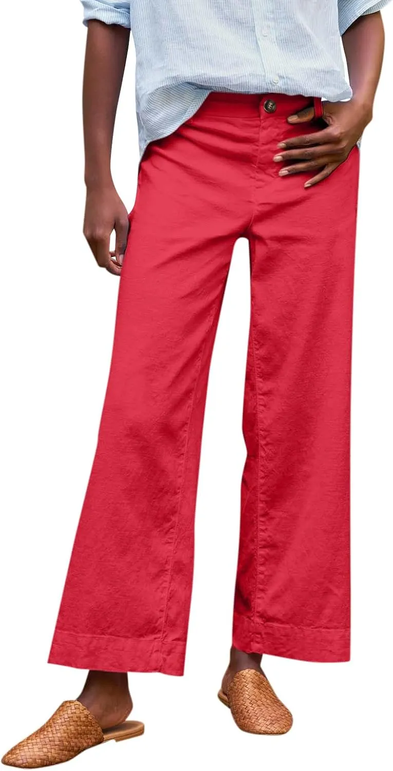Pants for Women, Straight Leg Casual Pants Peasant Linen Comfortable Fit Trendy