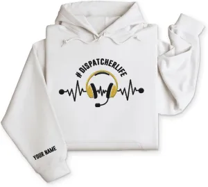 Personalized 911 Dispatcher Apparel, Thin Gold Line Embroidered Sweatshirt, Emergency 911 Hoodie Gift Dispatch Nurse Shirt