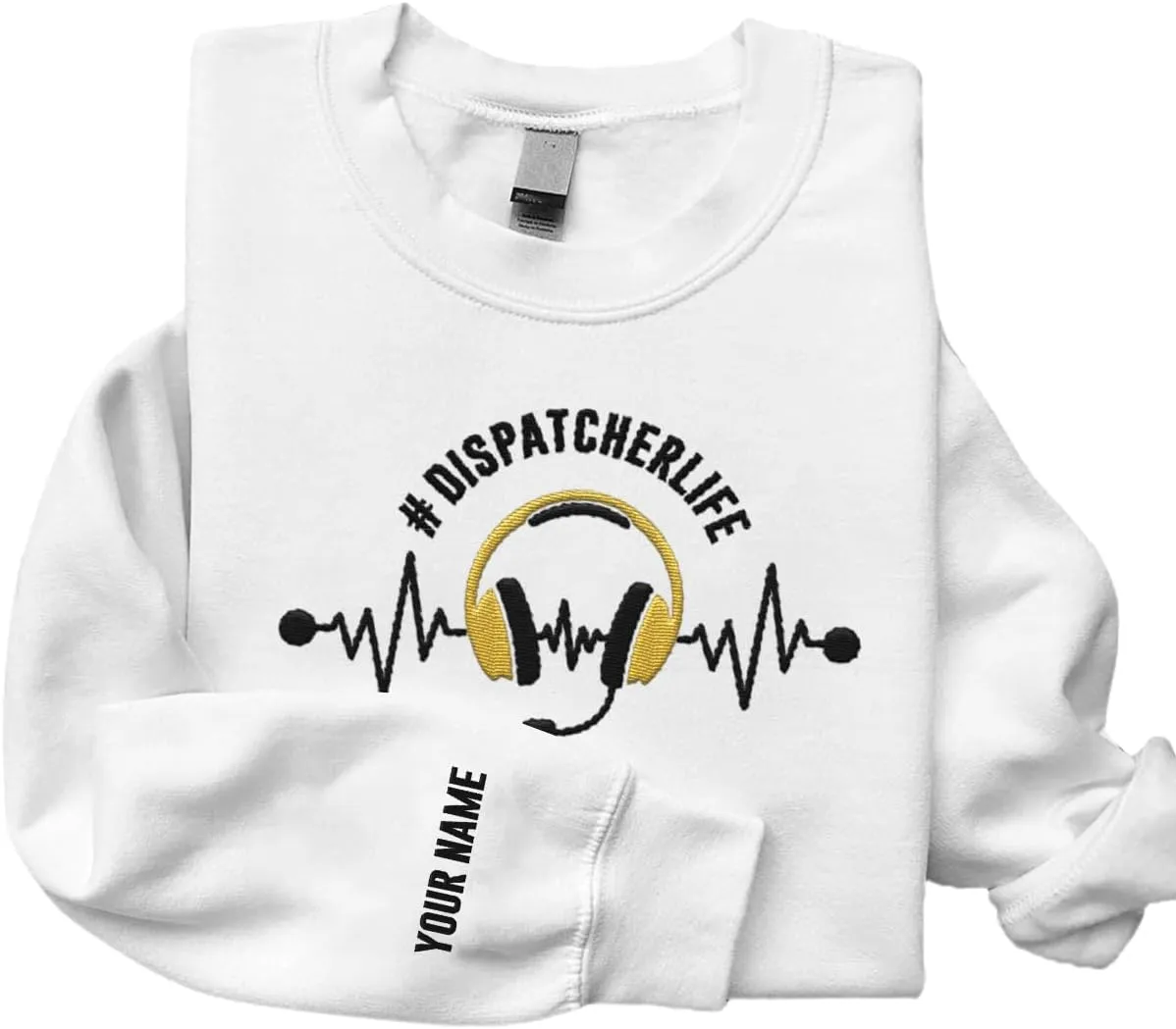 Personalized 911 Dispatcher Apparel, Thin Gold Line Embroidered Sweatshirt, Emergency 911 Hoodie Gift Dispatch Nurse Shirt