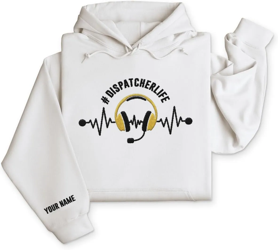 Personalized 911 Dispatcher Apparel, Thin Gold Line Embroidered Sweatshirt, Emergency 911 Hoodie Gift Dispatch Nurse Shirt