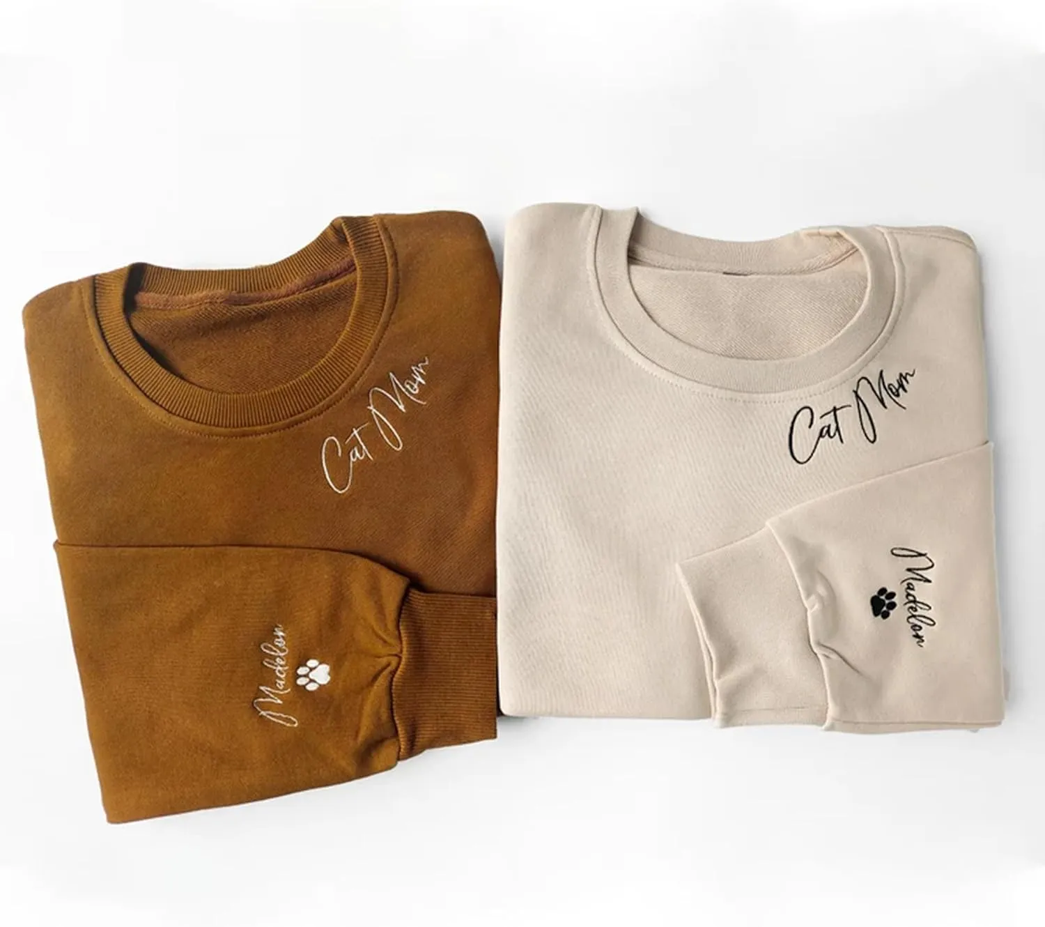 Personalized Cat Mom Embroidered Sweatshirts, Custom CatMom Embroidered Shirt, Cat Mom Gift