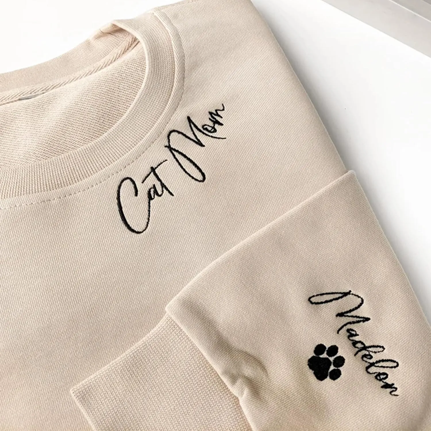 Personalized Cat Mom Embroidered Sweatshirts, Custom CatMom Embroidered Shirt, Cat Mom Gift