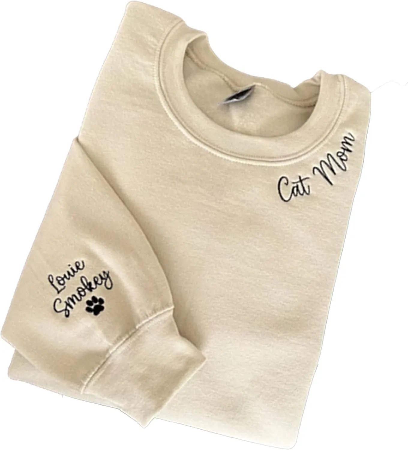 Personalized Cat Mom Embroidered Sweatshirts, Custom CatMom Embroidered Shirt, Cat Mom Gift