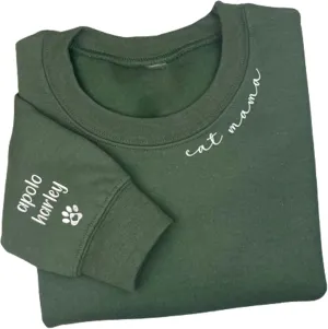 Personalized Cat Mom Embroidered Sweatshirts, Custom CatMom Embroidered Shirt, Cat Mom Gift