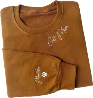 Personalized Cat Mom Embroidered Sweatshirts, Custom CatMom Embroidered Shirt, Cat Mom Gift