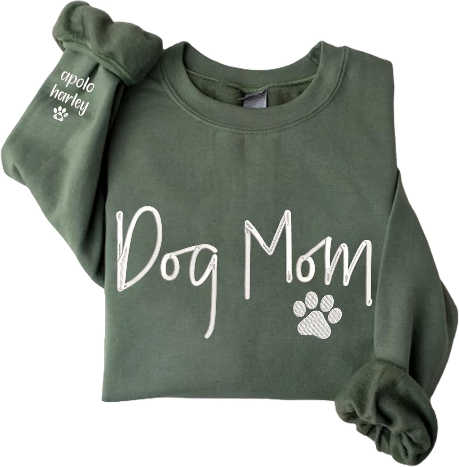 Personalized Dog Mom Embroidered Sweatshirts, Custom Dog Mom Embroidered Shirt, Dog Mom Gift