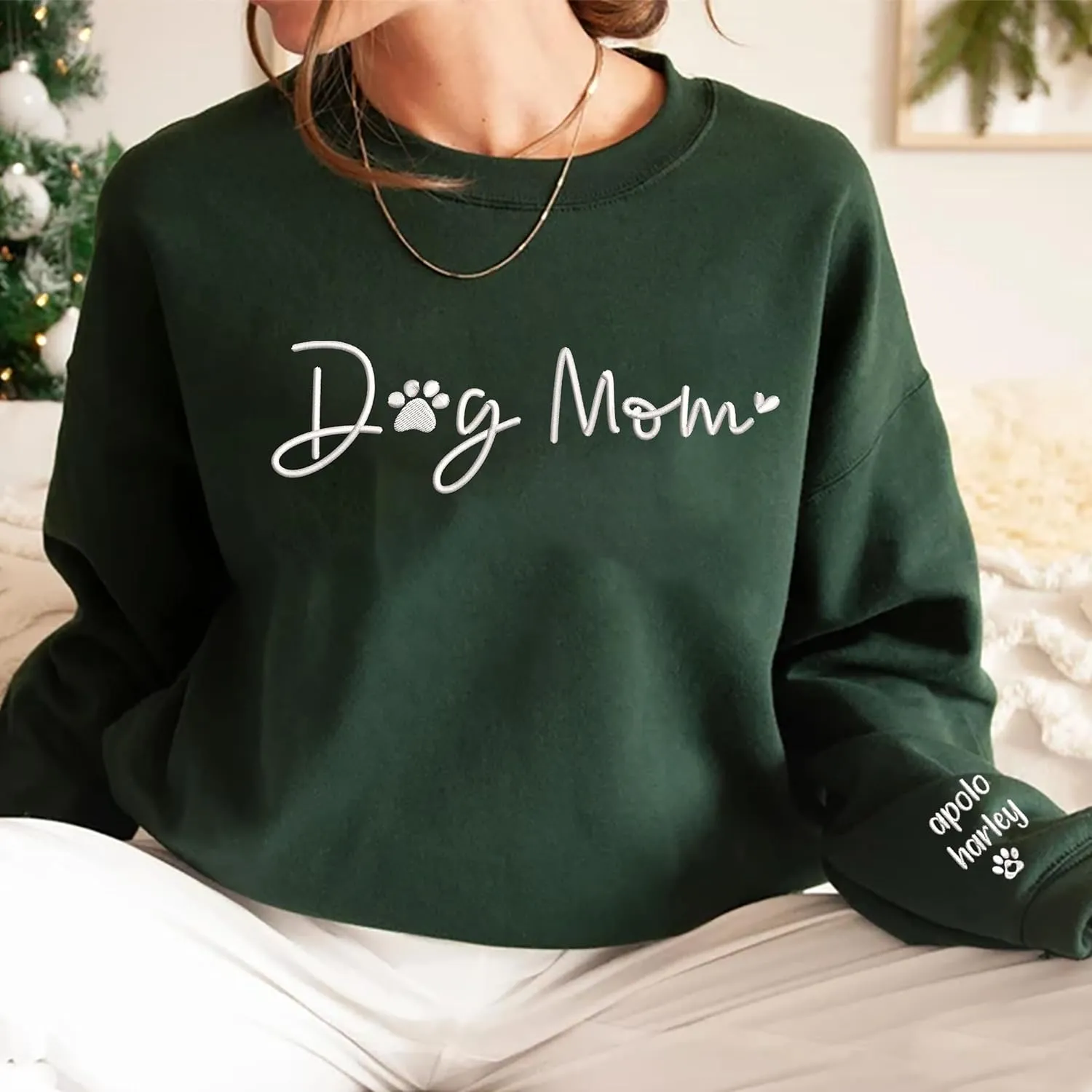 Personalized Dog Mom Embroidered Sweatshirts, Custom Dog Mom Embroidered Shirt, Dog Mom Gift