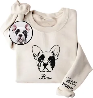 Personalized Dog Mom Embroidered Sweatshirts, Custom Dog Mom Embroidered Shirt, Dog Mom Gift