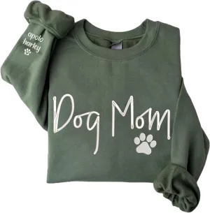 Personalized Dog Mom Embroidered Sweatshirts, Custom Dog Mom Embroidered Shirt, Dog Mom Gift